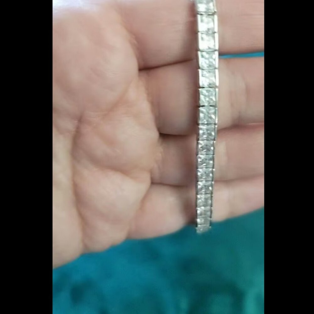 20Ct Square Cut Lab Created Diamond Tennis Bracelet 14K White Gold Plated Silver